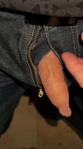 Show my little cock in public and play with it in the basement and office   Clip 1