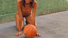 Submissive playing like a pet in the yard