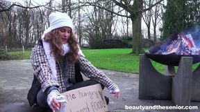 Homeless teen fucks granddad in the park for little cash