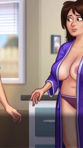 MILF STEP-MOM WAS SURPRISED! I FUCK HER IN THE KITCHEN WHILE STEPSIS IS THERE.   Clip 1