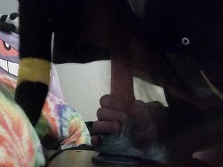 Umbreon Femboy deepthroats horse dildo