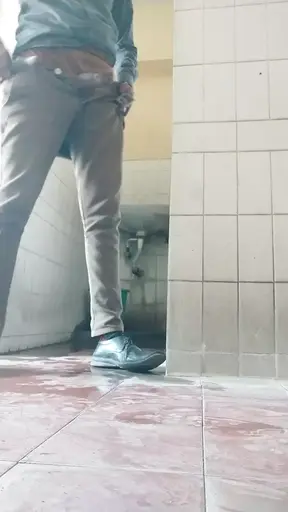 Guy Wanking His Huge Cock in the Bathroom