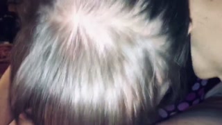 Friends mom sucking my cock and making happy noises when I cum in her mouth. Showing cum and swallow
