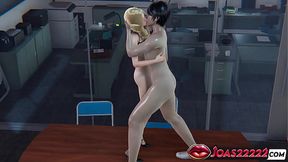3D Hentai Animation: Hot Blonde Emma in Stockings - Pussy Licking & Standing Masturbation &mdash;  Pildriver Pose POV Squirt
