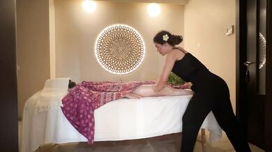 Asian massage slut gets creamy with hot oils and huge cock
