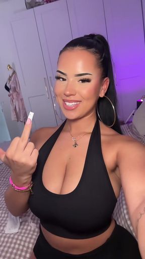 Woman making a peace sign