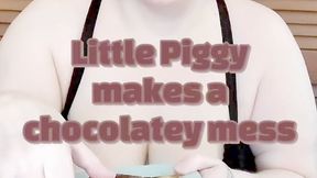 Little Piggy makes a chocolatey mess