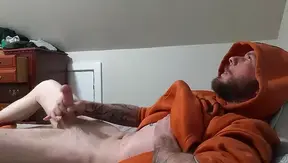 Horny Stud Edges and Masters His Long Cock in Bedroom Solo Session