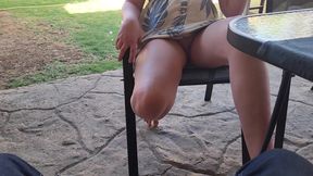 Hot Blonde Flashing Her Pussy While I Watch and Jerk off