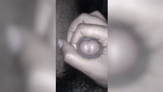 Indian Guy with Big Uncut Cock Strokes His Pink Head Hard