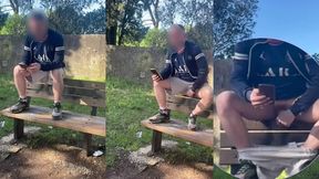 amateur boy lost a bet and had to expose and touch his cock in a park