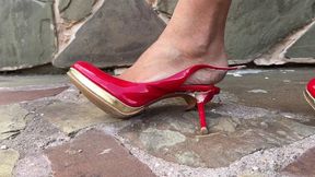 High heels destruction, broken high heels, ripping shoes, ruined high heels