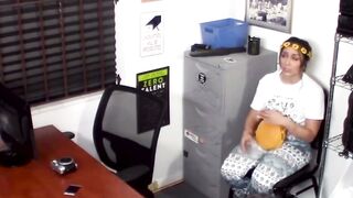Brunette cutie fucks cop after stealing and interrogation
