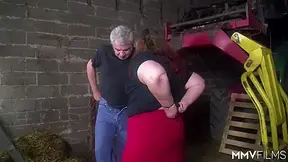 Fat German Step mom pounded in the barn