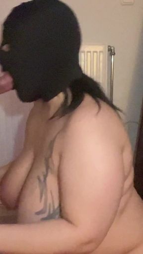 Masked Real Couple - Sloppy Blowjob to Intense Doggy Pounding &amp; Creampie