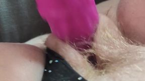 Big Tits BBW masturbating with huge dildo and magic wand
