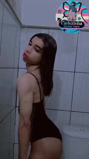 Carlezinha - Slut in a Swimsuit and Panties Tucked up Her Ass, Carla's Cock Squeezes and Moans Softly...
