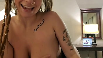 POV bj & cowgirl with dreadlock fan