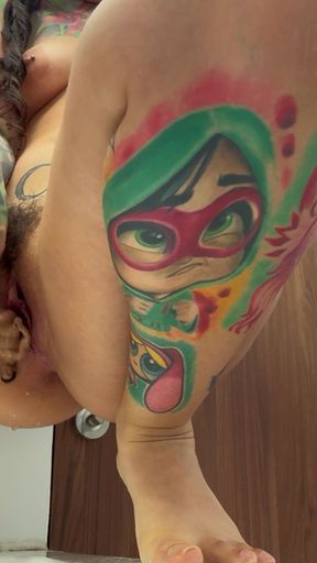 Giantess Uses the Small Human as a Sex Toy. Facesitting. Pee Desperation.