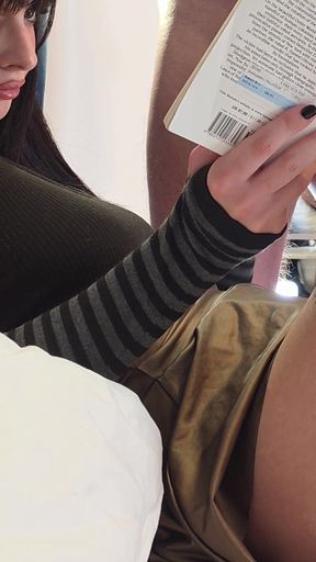 POV Version Hot Brunette Babe Makes a Big Cock Guy Cums on Her Legs in CFNM Handjob Horny Bored Ignored Mode