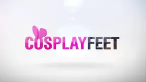 Stunning blonde MILF hostess teases with sexy feet and pantyhose