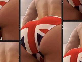 Compilation of boys in tight swim trunks with the American & UK flag.
