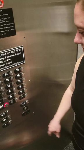 huge cumshot in the elevator