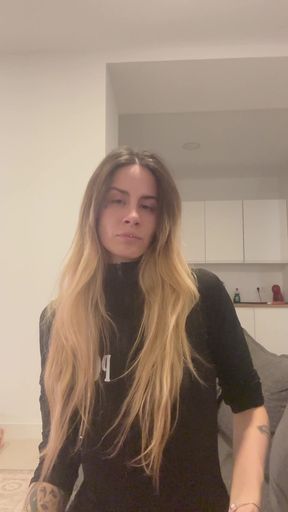 Long hair woman in black turtleneck