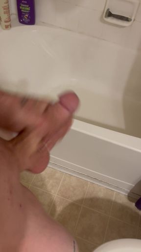 Masturbating with a big cum shot