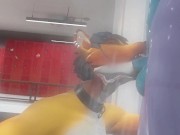 Catching a Femboy Fox sucking dick in a public gym shower