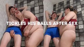 Tickles his balls after sex MOV