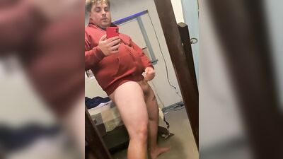 Male masturbation moaning cumshot on mirror