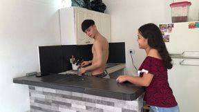 Her hot neighbor's black ass&#x1F351; is tempting me for a sloppy tongue kiss