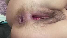 Squirt Orgasm Hairy Anal Hole. Amateur Anal Hairy Pussy Orgasms From a Dick in Her Ass. Mature Woman in Beautiful Lingerie.