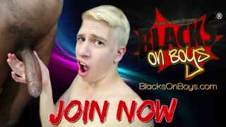 Middle aged white guy getting shared by black men