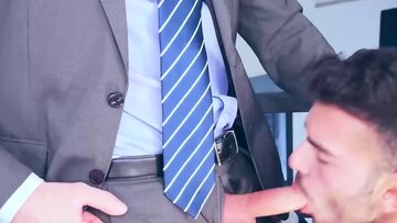 Hot Drew Dixon drills the thick dick of suited Pol