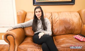 Petite Hairy Brunette Coed Elliot Gagging BJ Passion Swallow!