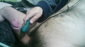 Great Cumshot with Vibrator at the Tip of the Cock