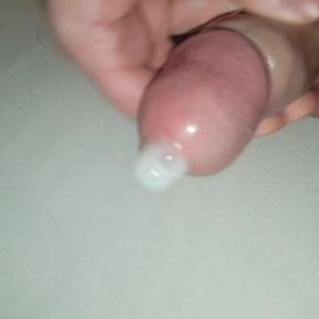 Cum into condom with testicles in condom, balls in condom