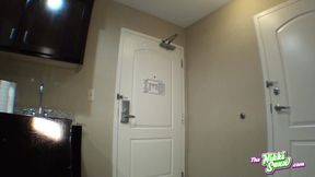 Busty blonde Nikki Sexx frantically jerks off with a big dildo