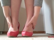 sexy red heels. standing shoeplay