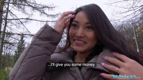 Public agent Christina Miller gets paid to fuck a big cock in the woods