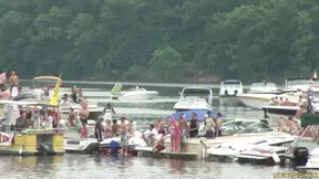 Excited Teen Reveals Tiny Tits in Juicy Bikini Party Atmosphere