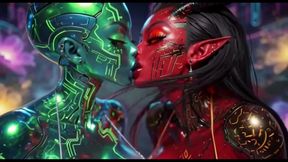 Beautiful Aliens Kiss on Nice Music, Ai Animation