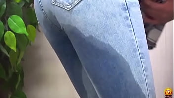 A cute girl can&#039_t go restroom and pee her jeans