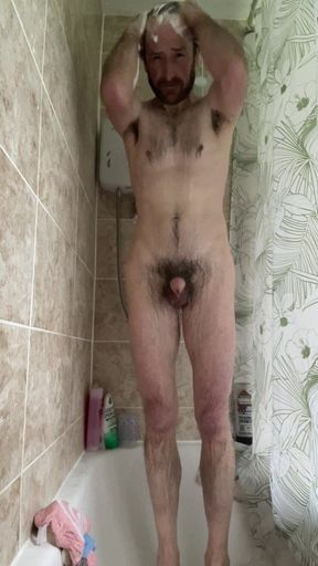 Home From Work Feeling Horny Got Hard Whilst Washing Had a Good Wank Nice Cumshot