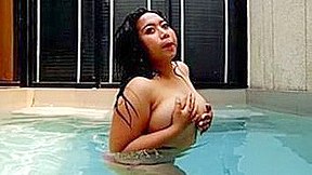 Busty Asian Bbw Teases You With Her Huge Tits In The Pool