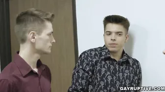 Office Threesome Bareback Fuck with Co-Workers