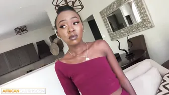 Innocent skinny black model gets seduced in a steamy interracial scene