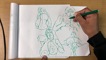 Porn artist draws sexy girls with big boobs Rachel Raxx quick sketch